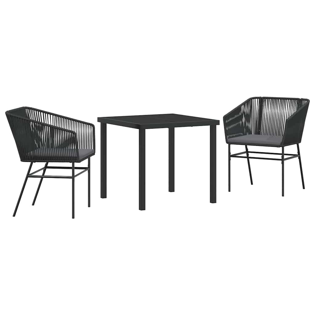 Kert étkező szett párnával 3 pcs Fekete Porszórt acél
