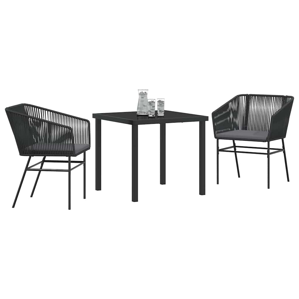 Kert étkező szett párnával 3 pcs Fekete Porszórt acél
