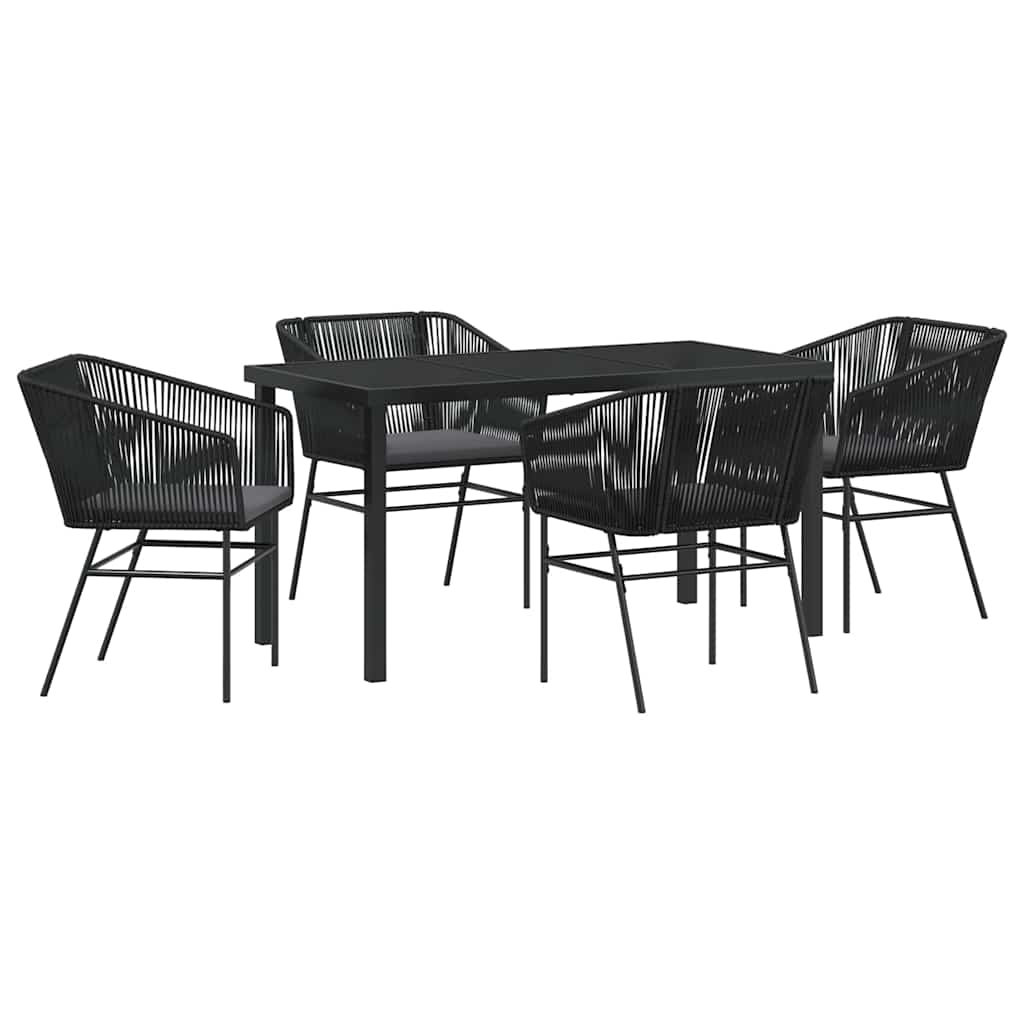 Kert étkező szett párnával 5 pcs Fekete Porszórt acél