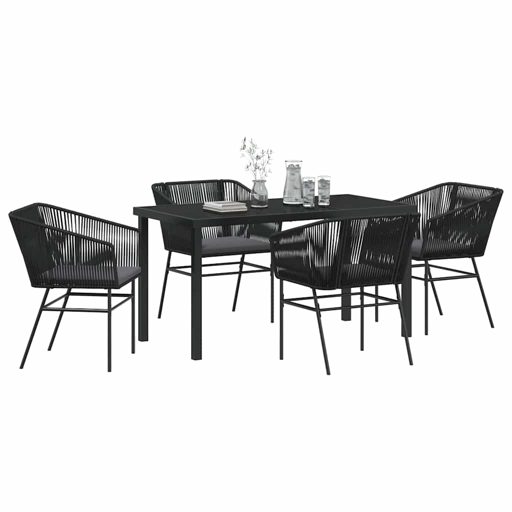 Kert étkező szett párnával 5 pcs Fekete Porszórt acél