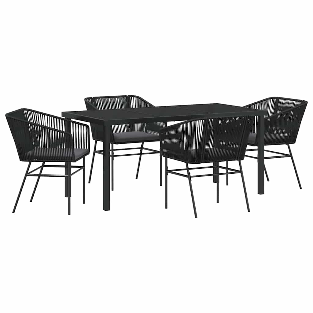 Kert étkező szett párnával 5 pcs Fekete Porszórt acél