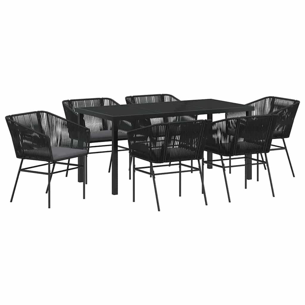Kert étkező szett párnával 7 pcs Fekete Porszórt acél