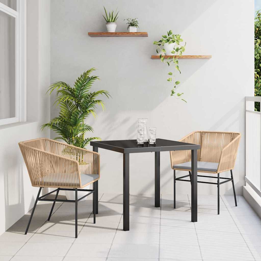 Kert étkező szett párnával 3 pcs Barna Porszórt acél