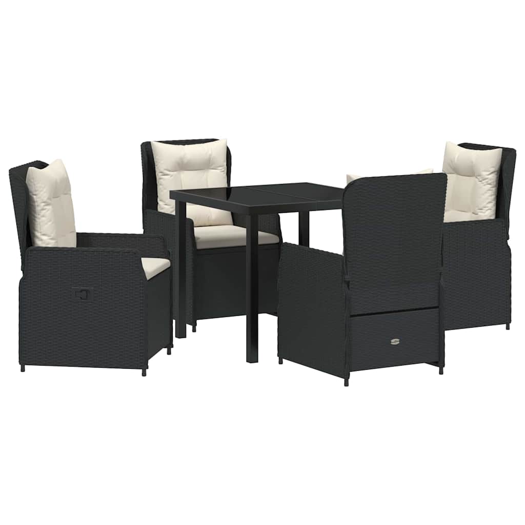 Kert étkező szett 5 pcs Fekete polirattan