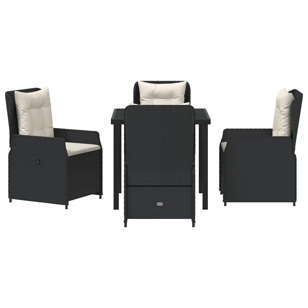 Kert étkező szett 5 pcs Fekete polirattan