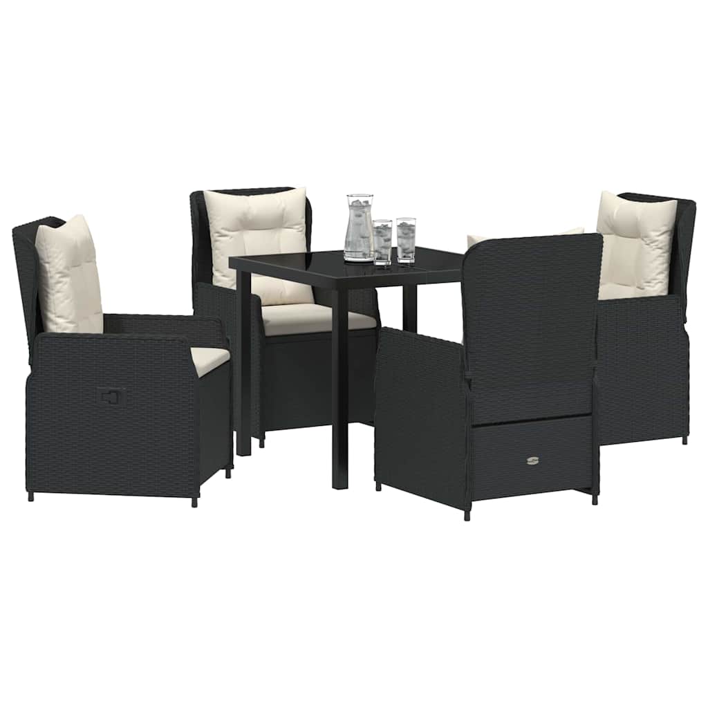 Kert étkező szett 5 pcs Fekete polirattan