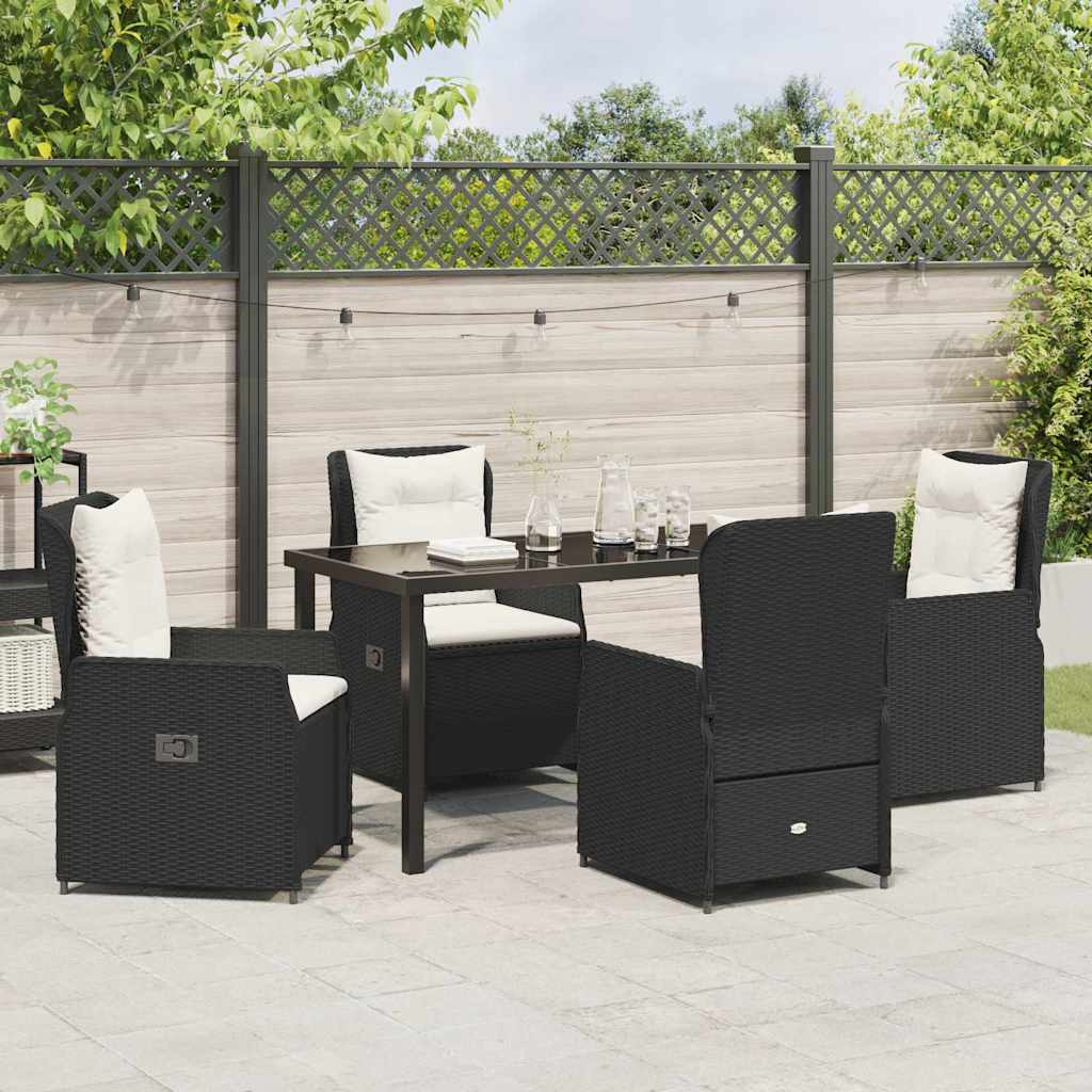 Kert étkező szett 5 pcs Fekete polirattan