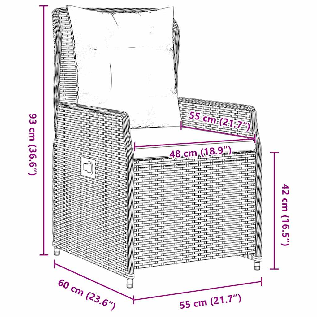 Kert étkező szett 5 pcs Fekete polirattan