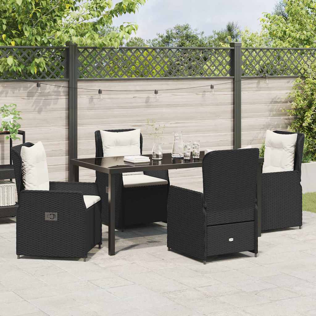 Kert étkező szett 5 pcs Fekete polirattan