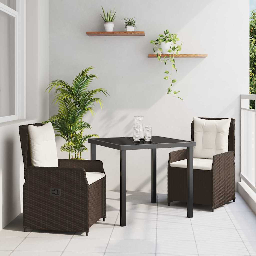 Kert étkező szett 3 pcs Barna polirattan