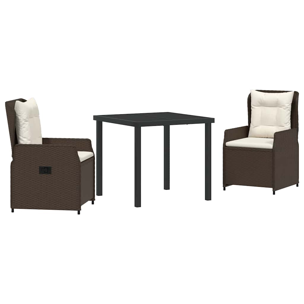 Kert étkező szett 3 pcs Barna polirattan