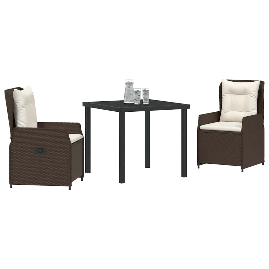 Kert étkező szett 3 pcs Barna polirattan