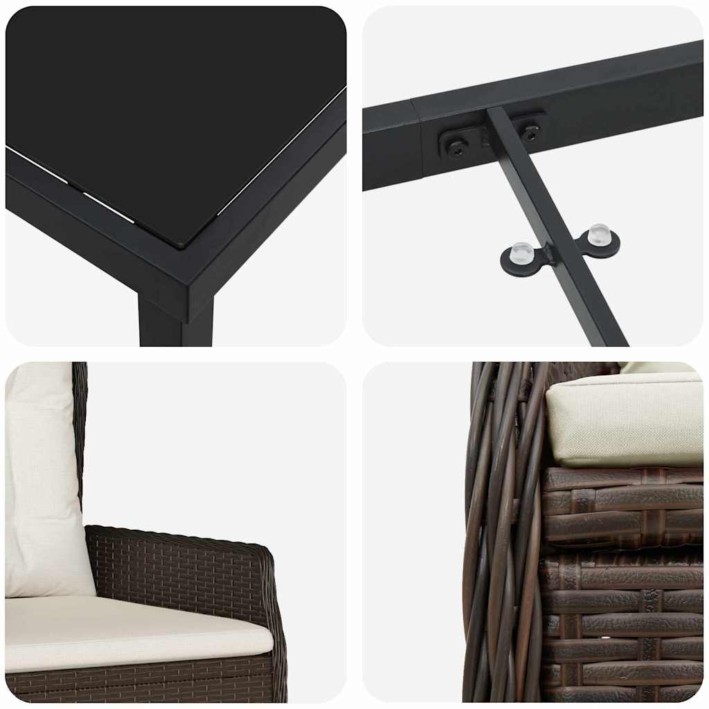 Kert étkező szett 5 pcs Barna polirattan