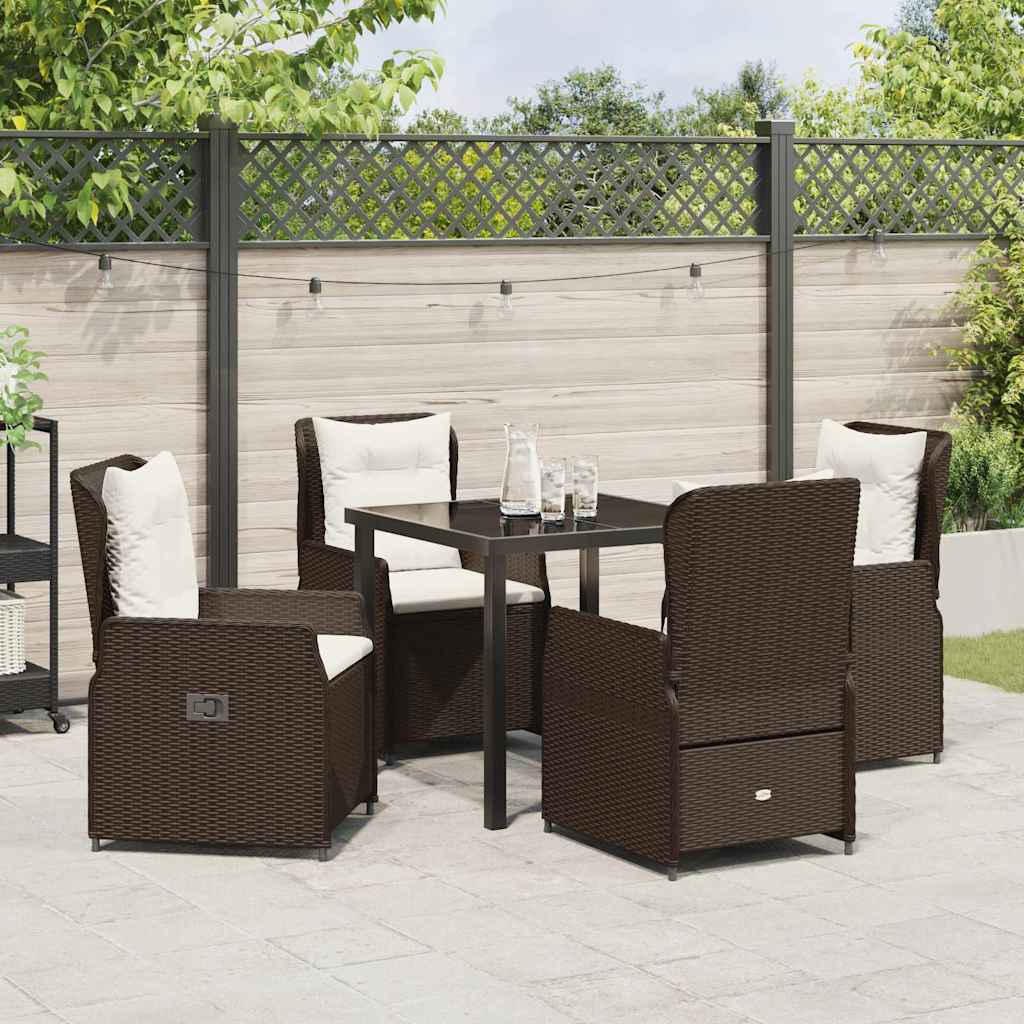 Kert étkező szett 5 pcs Barna polirattan
