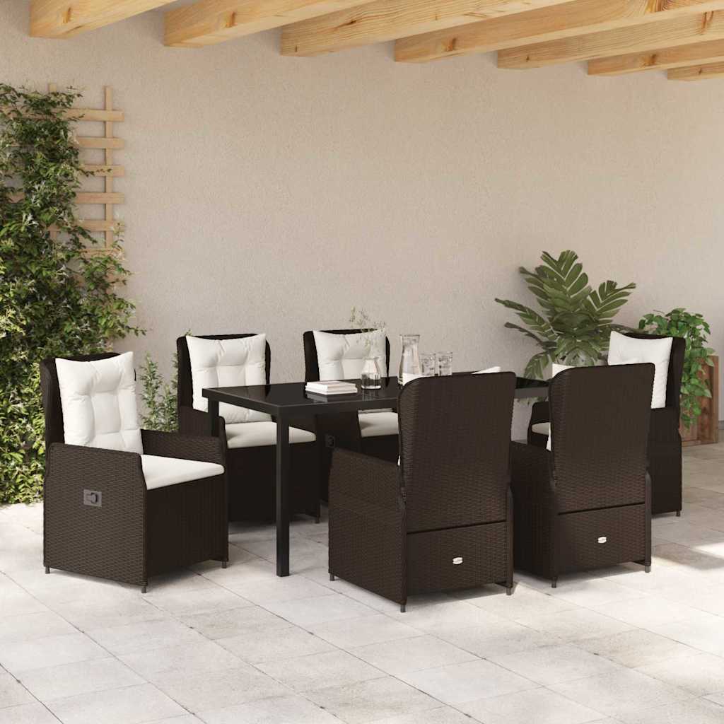 Kert étkező szett 7 pcs Barna polirattan