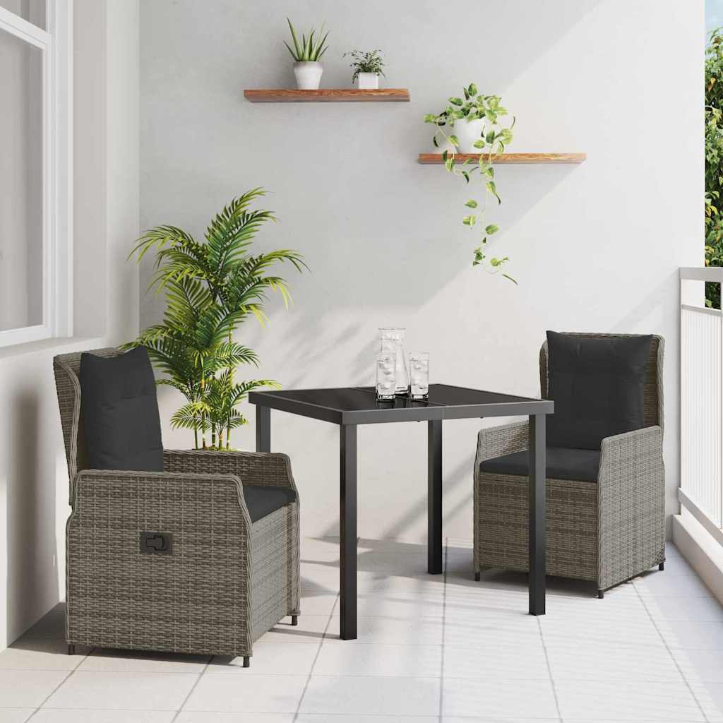 Kert étkező szett 3 pcs Szürke polirattan