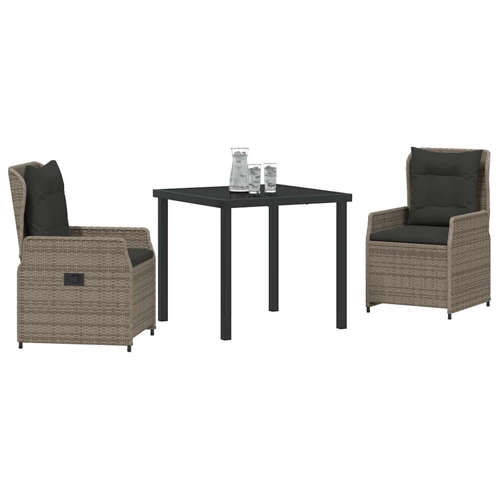 Kert étkező szett 3 pcs Szürke polirattan