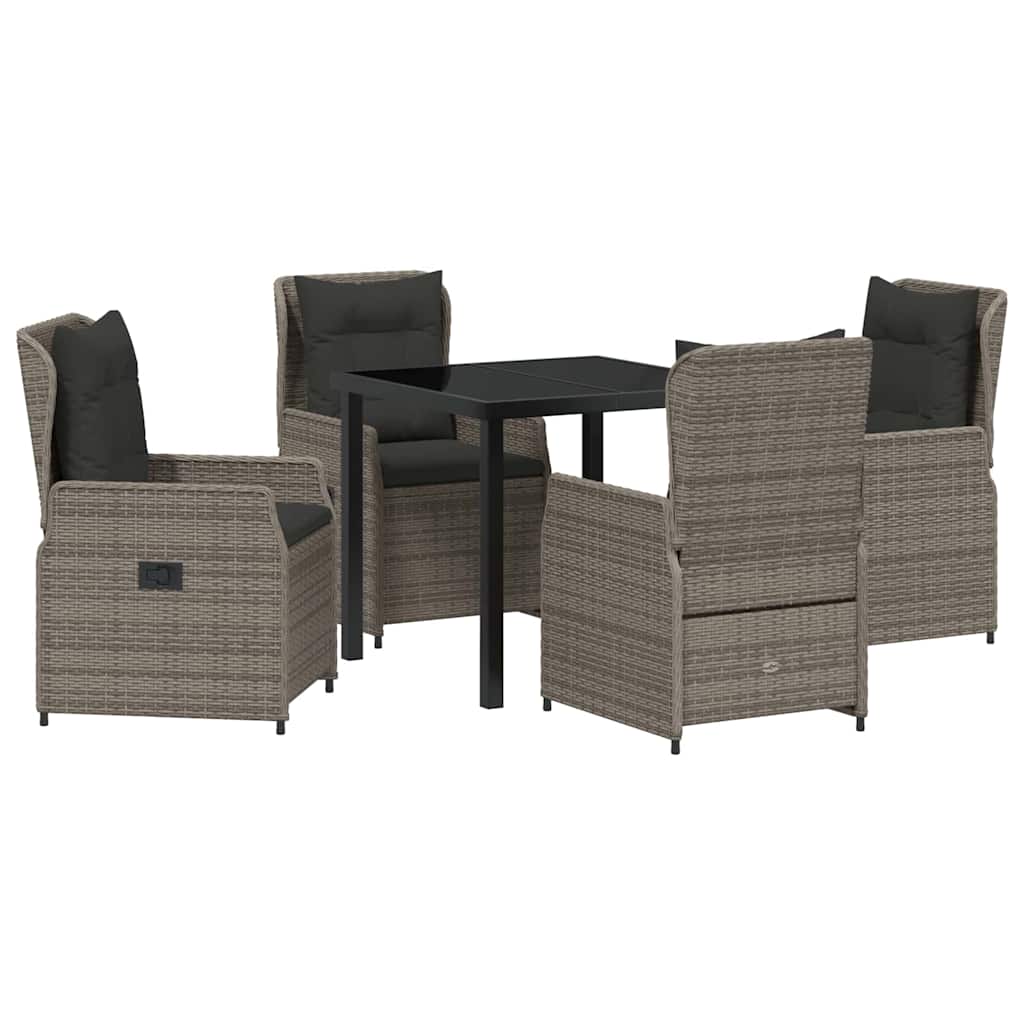 Kert étkező szett 5 pcs Szürke polirattan