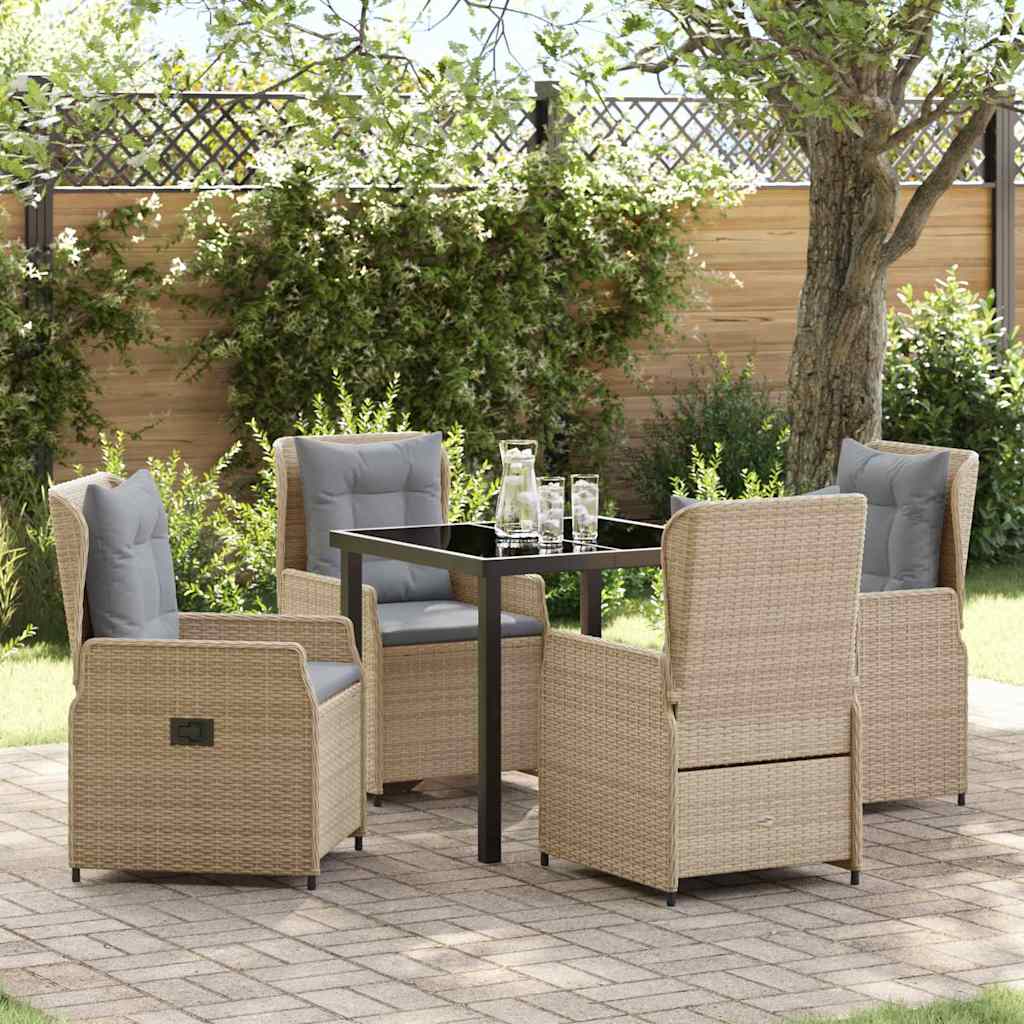 Kert étkező szett 5 pcs Beige és Világosszürke polirattan
