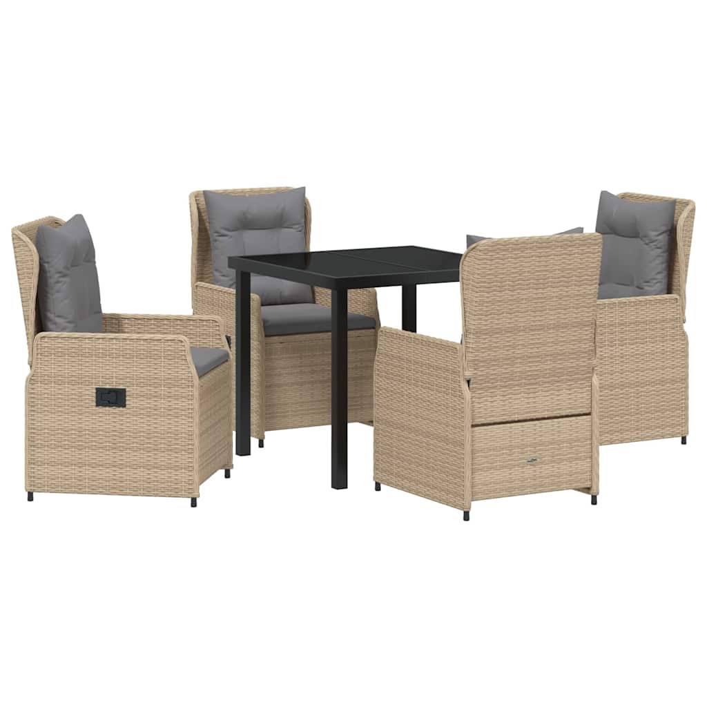 Kert étkező szett 5 pcs Beige és Világosszürke polirattan