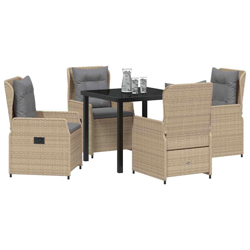 Kert étkező szett 5 pcs Beige és Világosszürke polirattan
