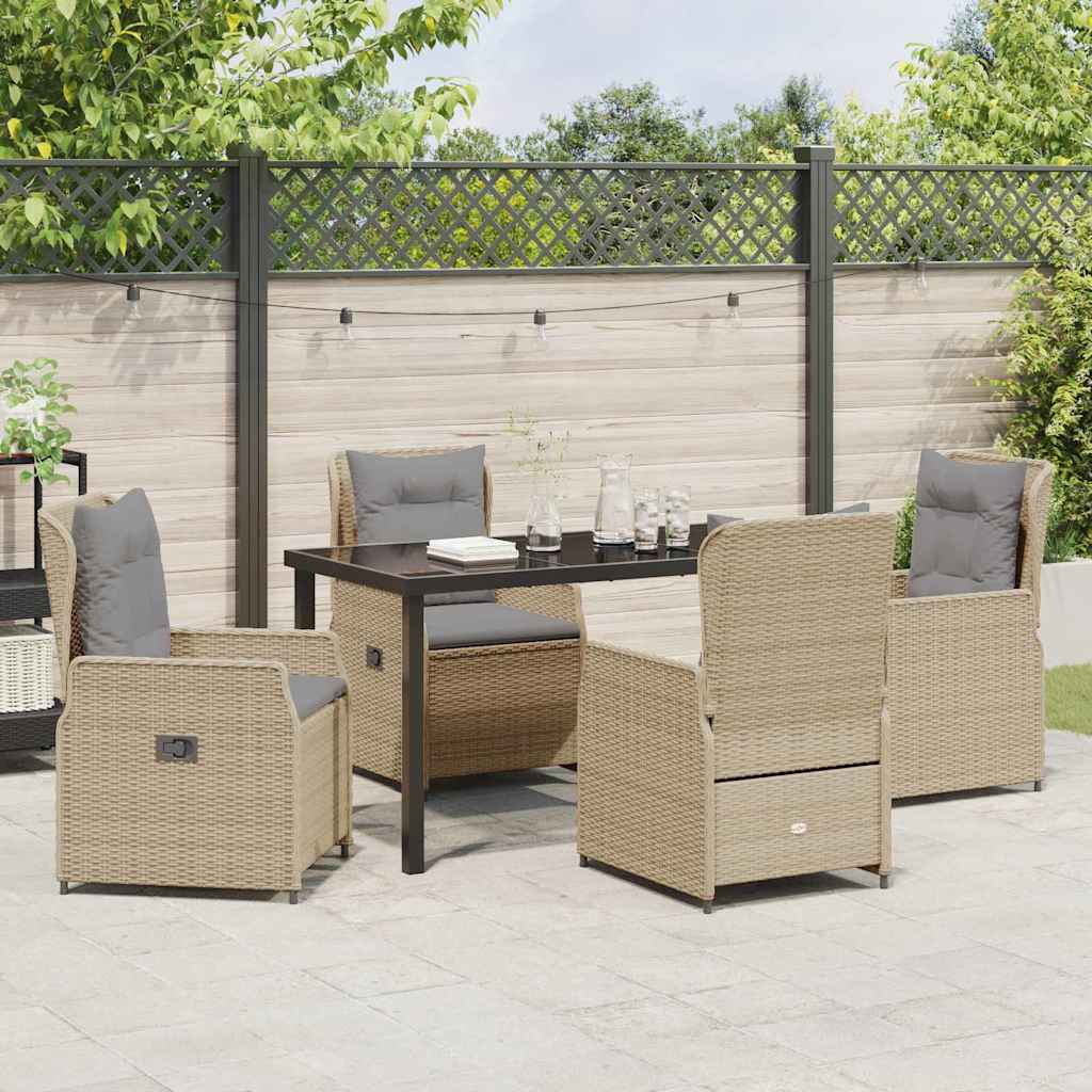Kert étkező szett 5 pcs Beige és Világosszürke polirattan