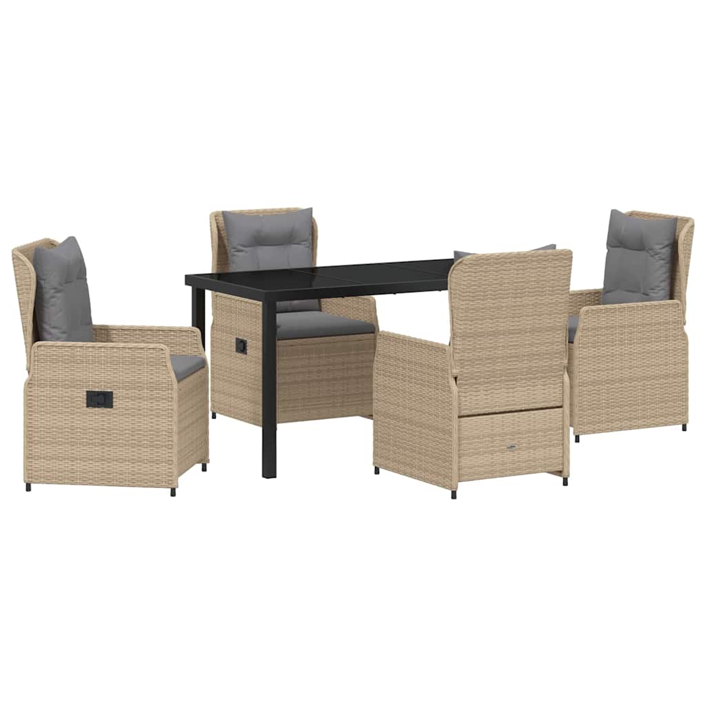 Kert étkező szett 5 pcs Beige és Világosszürke polirattan