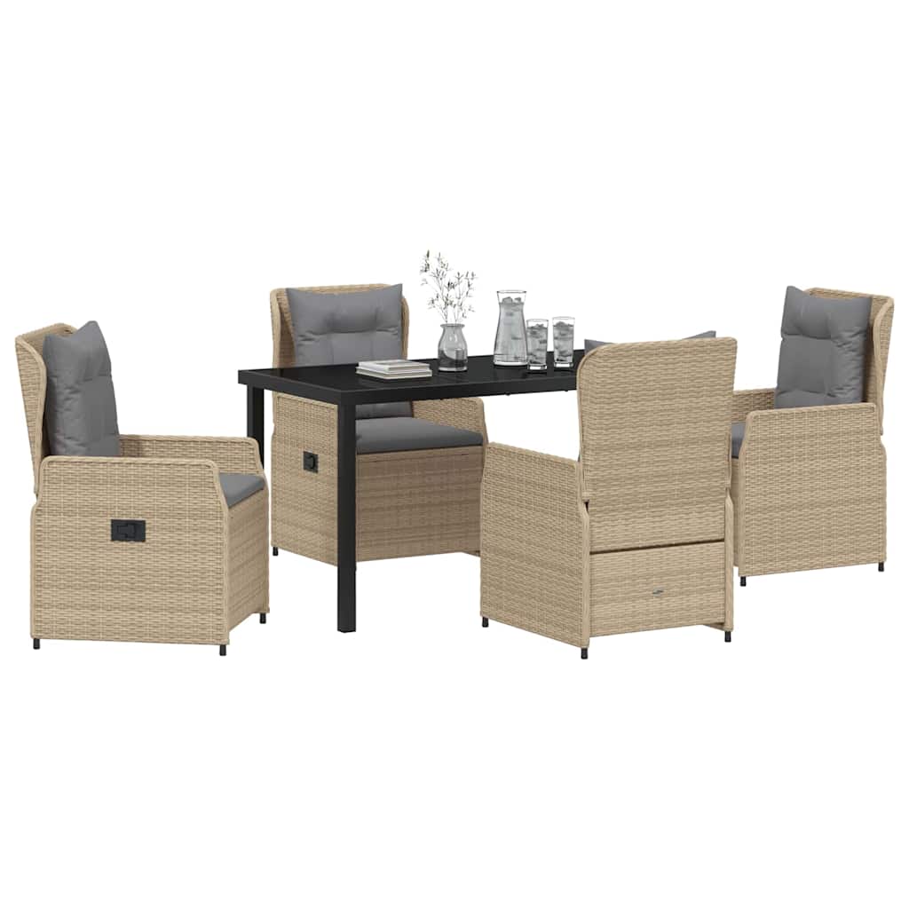 Kert étkező szett 5 pcs Beige és Világosszürke polirattan