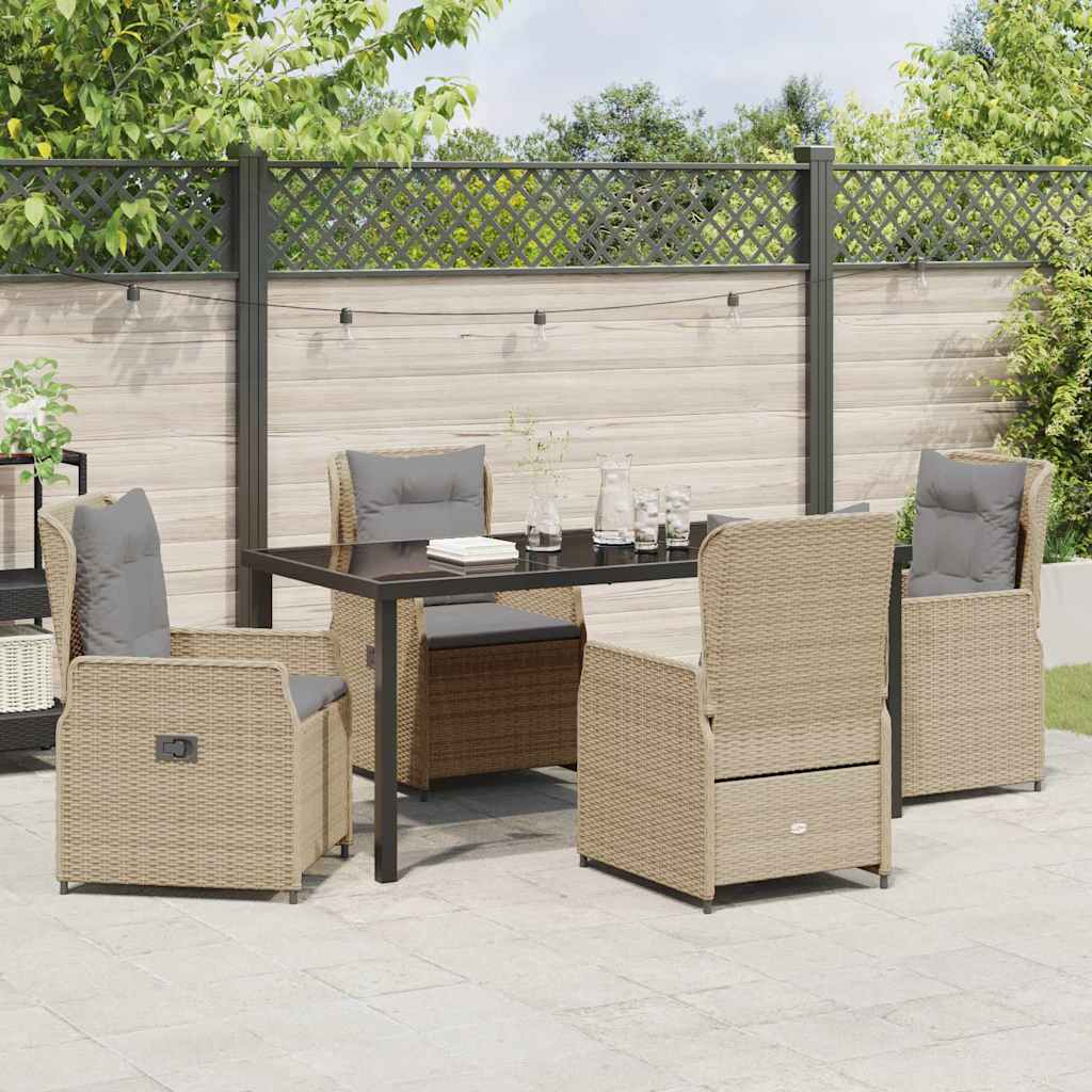Kert étkező szett 5 pcs Beige és Világosszürke polirattan