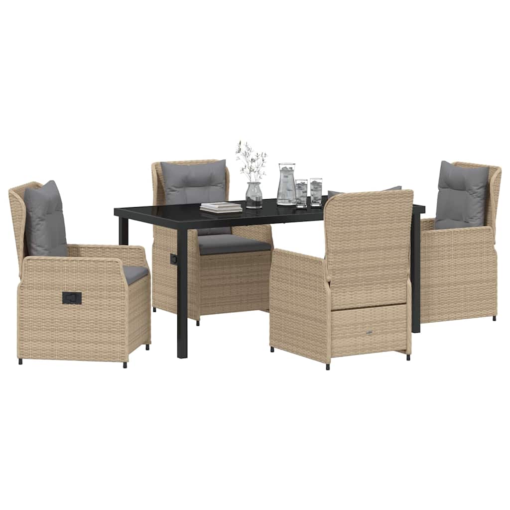Kert étkező szett 5 pcs Beige és Világosszürke polirattan