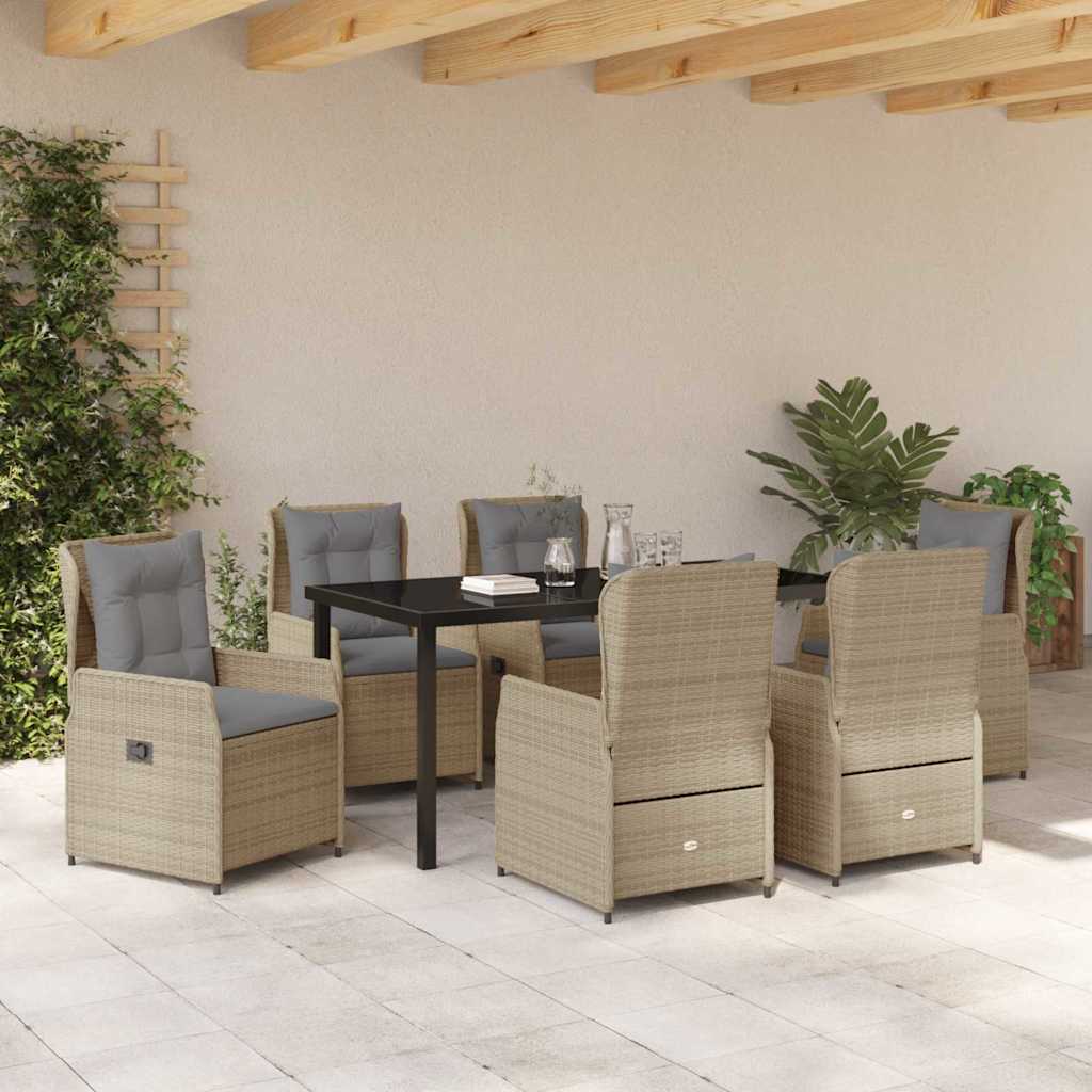 Kert étkező szett 7 pcs Beige és Világosszürke polirattan
