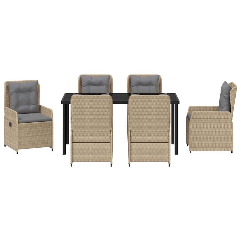 Kert étkező szett 7 pcs Beige és Világosszürke polirattan