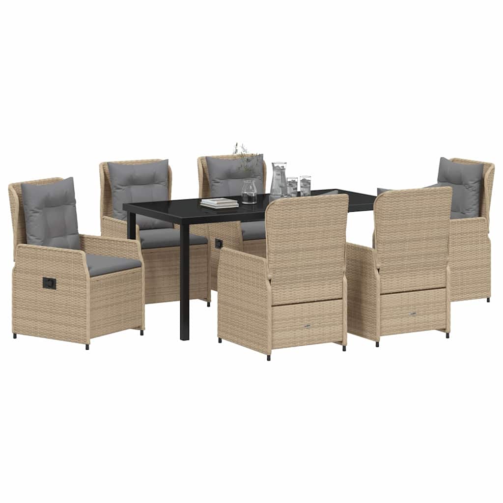 Kert étkező szett 7 pcs Beige és Világosszürke polirattan