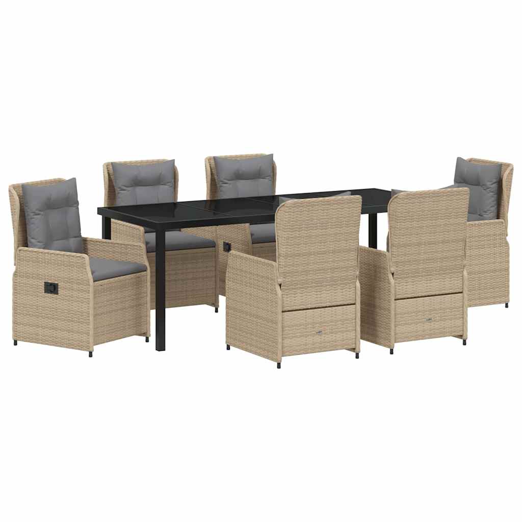 Kert étkező szett 7 pcs Beige és Világosszürke polirattan