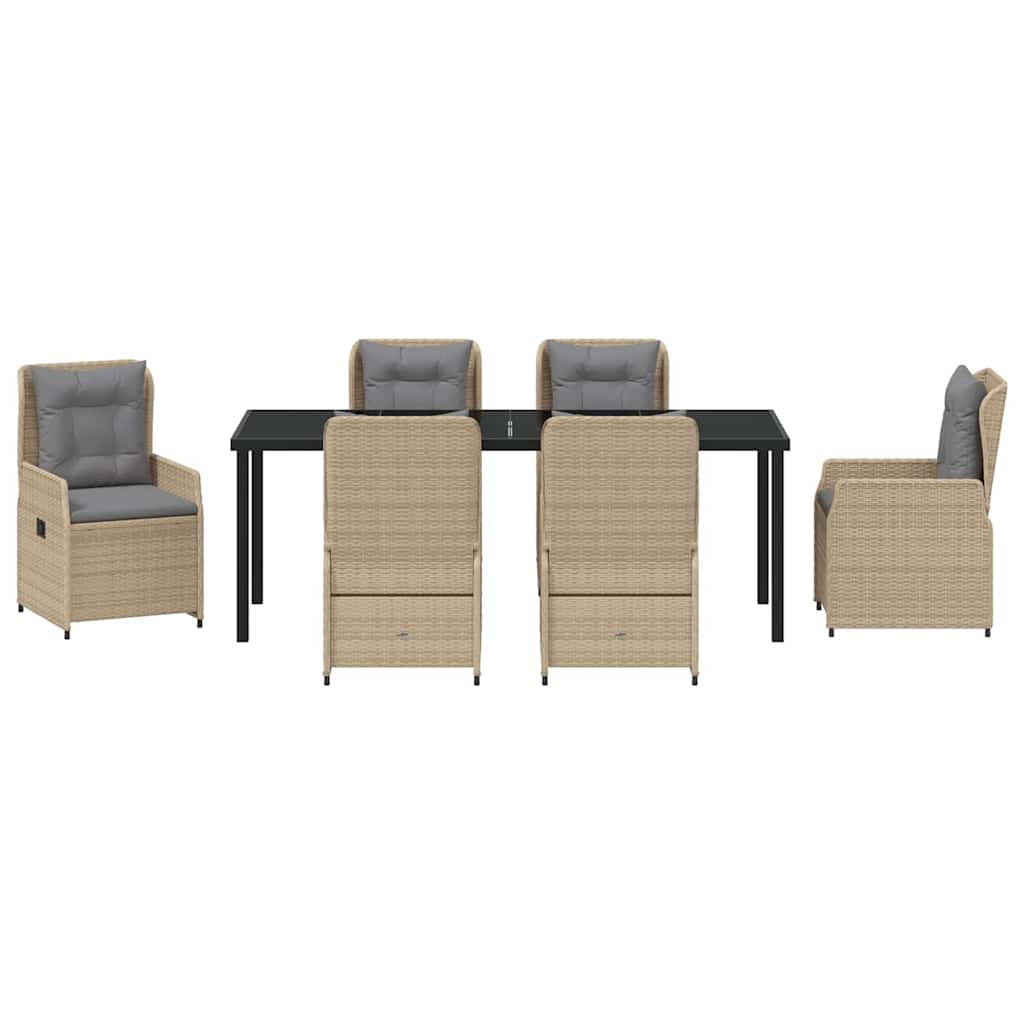 Kert étkező szett 7 pcs Beige és Világosszürke polirattan
