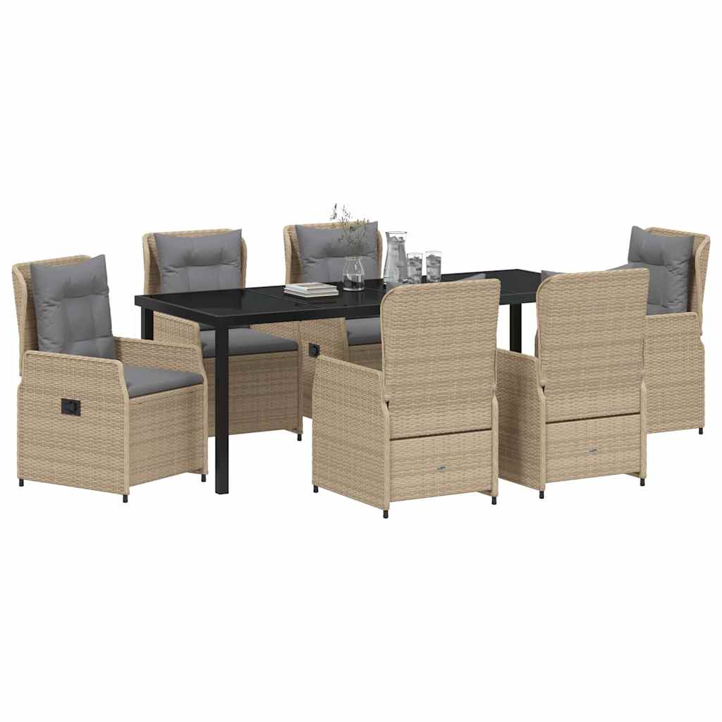 Kert étkező szett 7 pcs Beige és Világosszürke polirattan