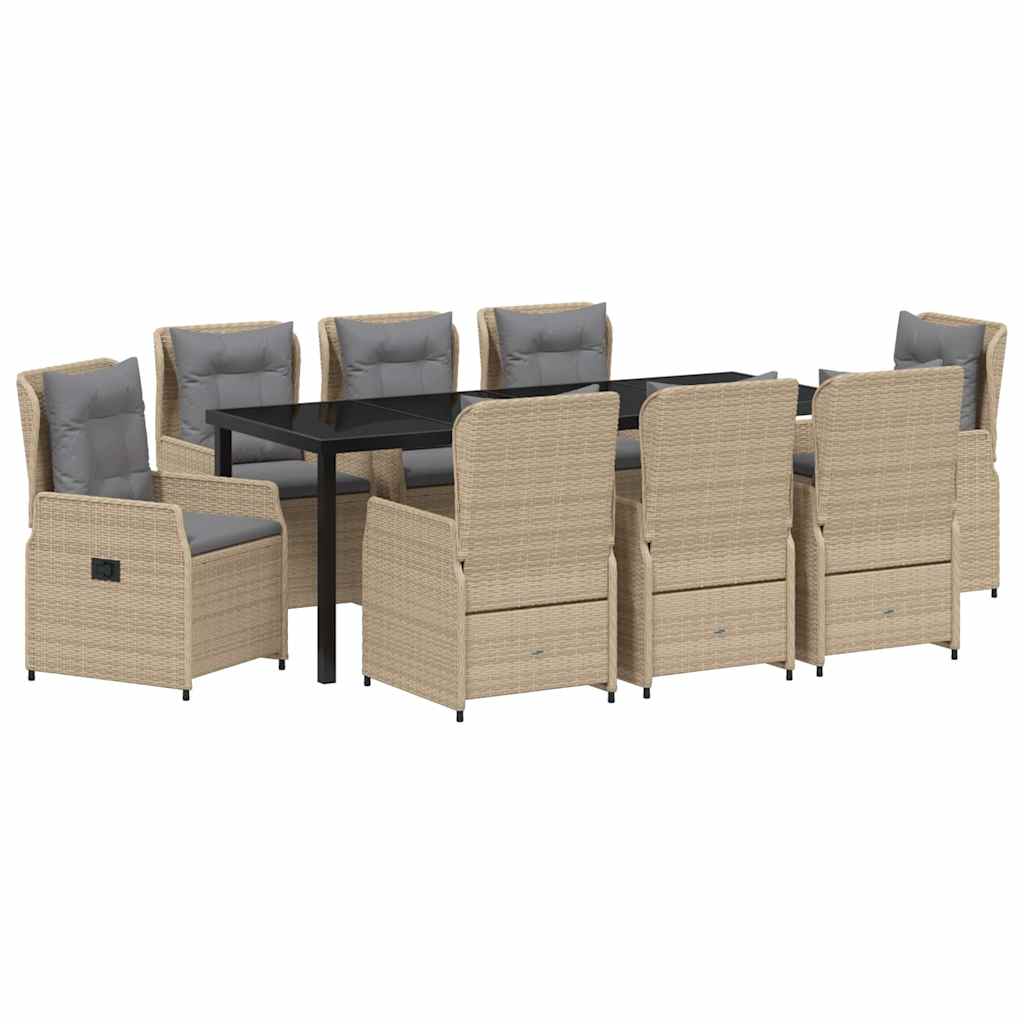 Kert étkező szett 9 pcs Beige és Világosszürke polirattan