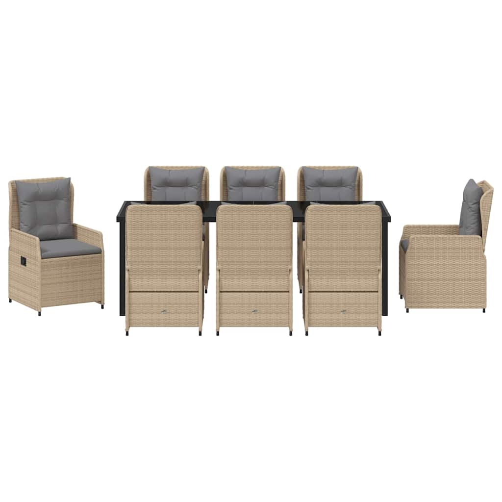 Kert étkező szett 9 pcs Beige és Világosszürke polirattan