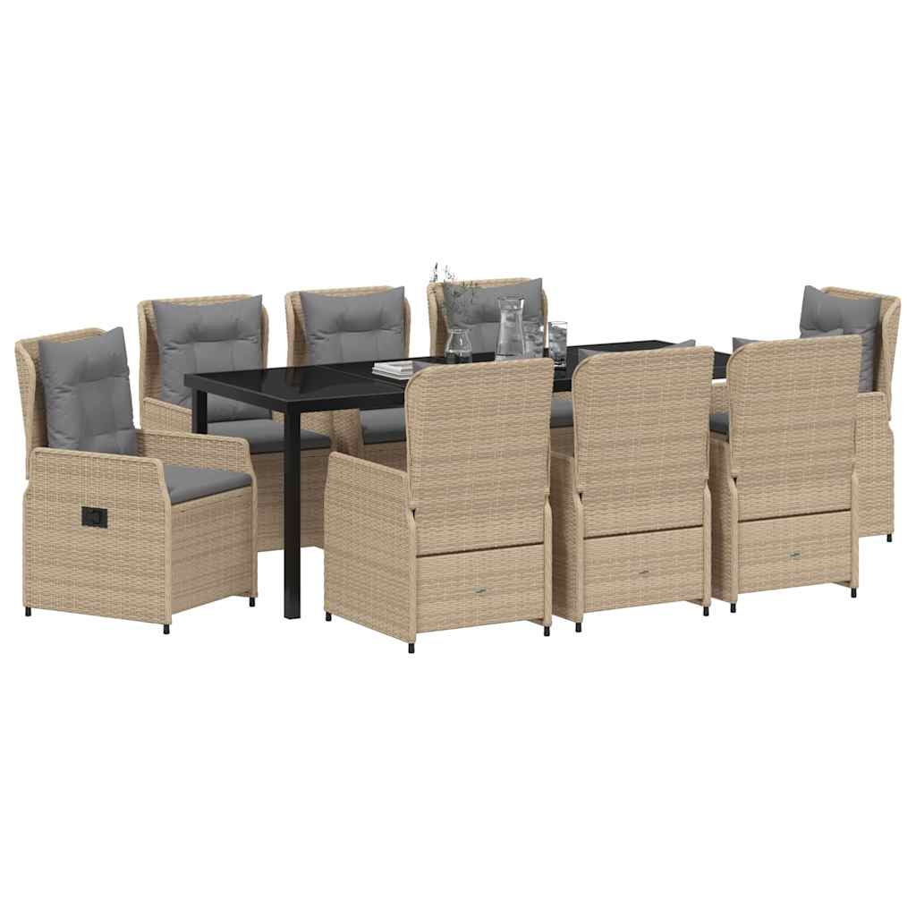 Kert étkező szett 9 pcs Beige és Világosszürke polirattan