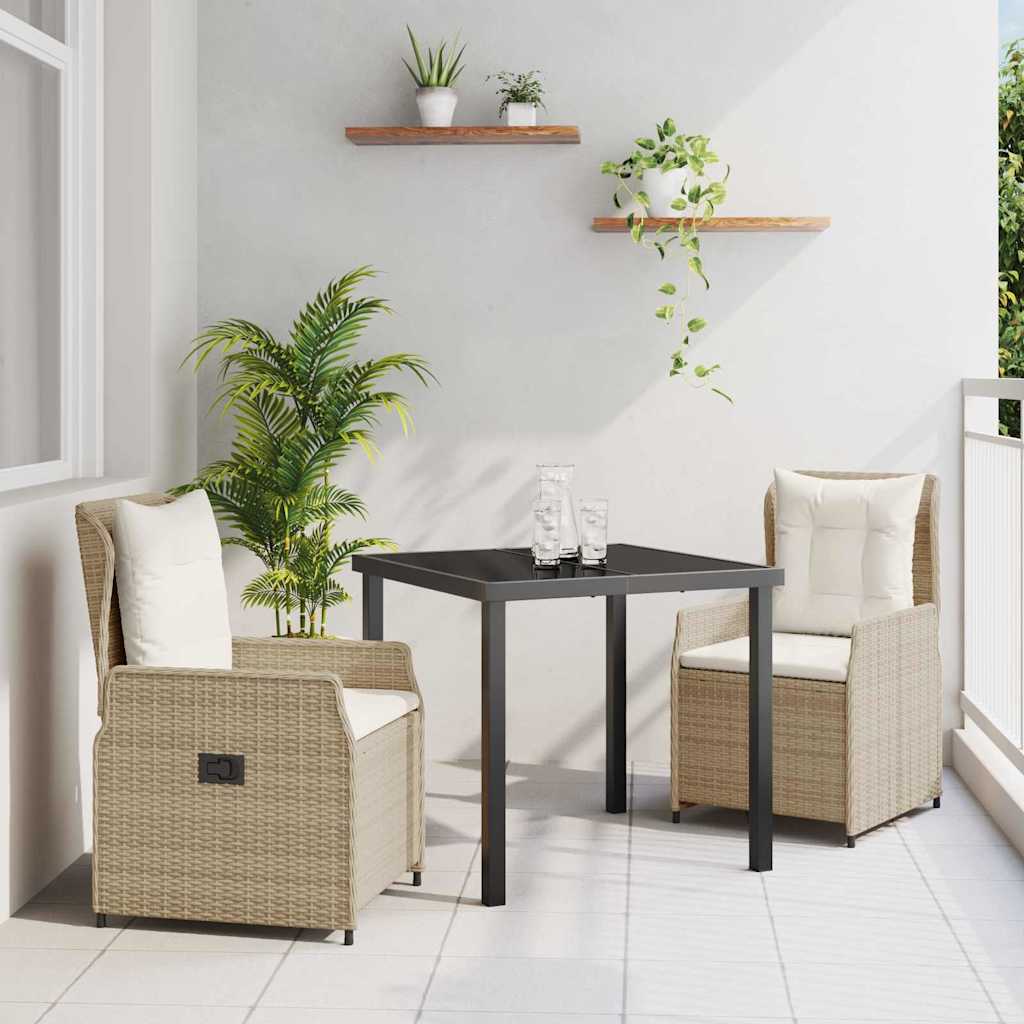 Kert étkező szett 3 pcs Beige és Világosszürke polirattan