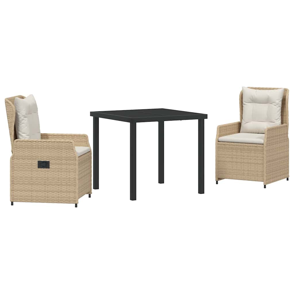 Kert étkező szett 3 pcs Beige és Világosszürke polirattan