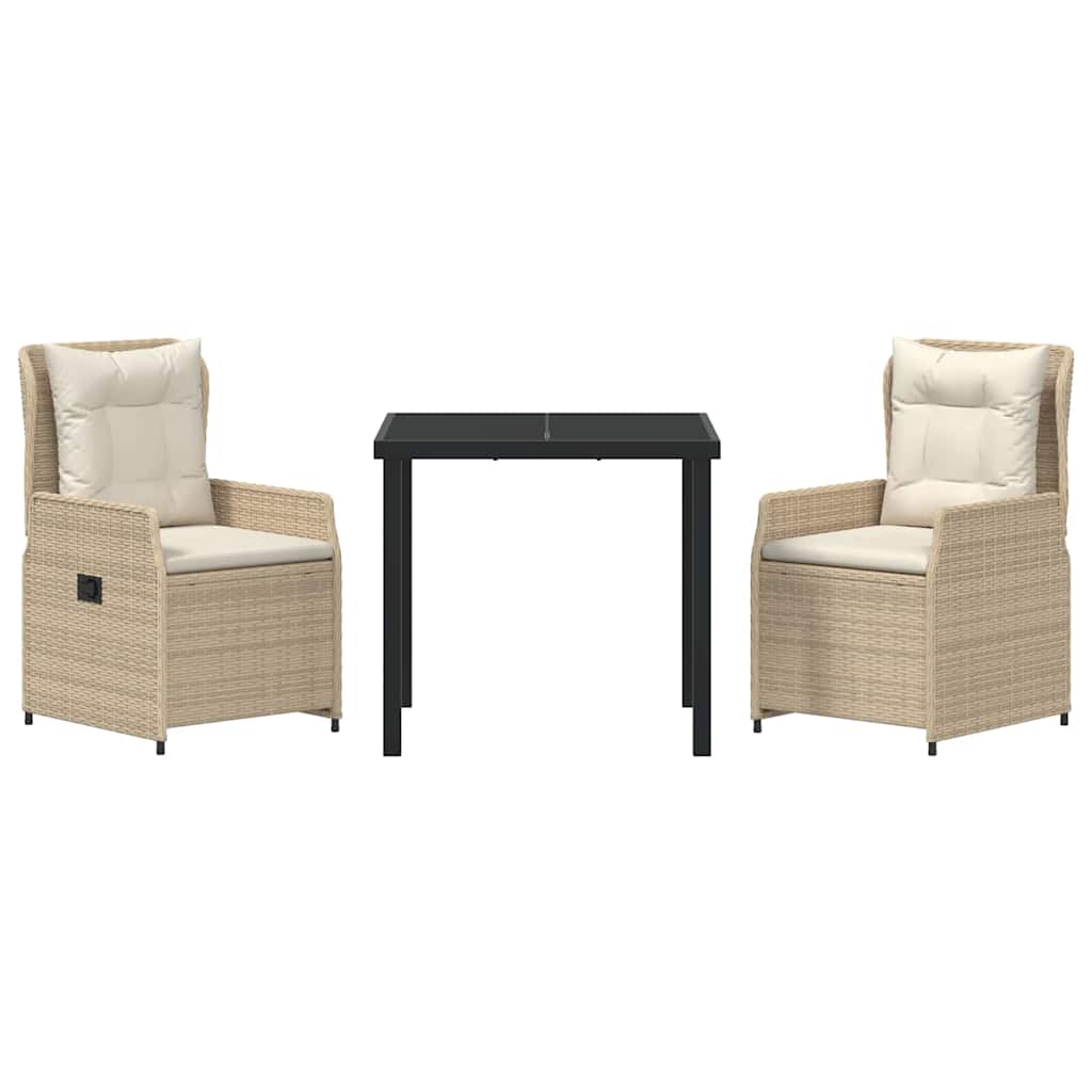 Kert étkező szett 3 pcs Beige és Világosszürke polirattan