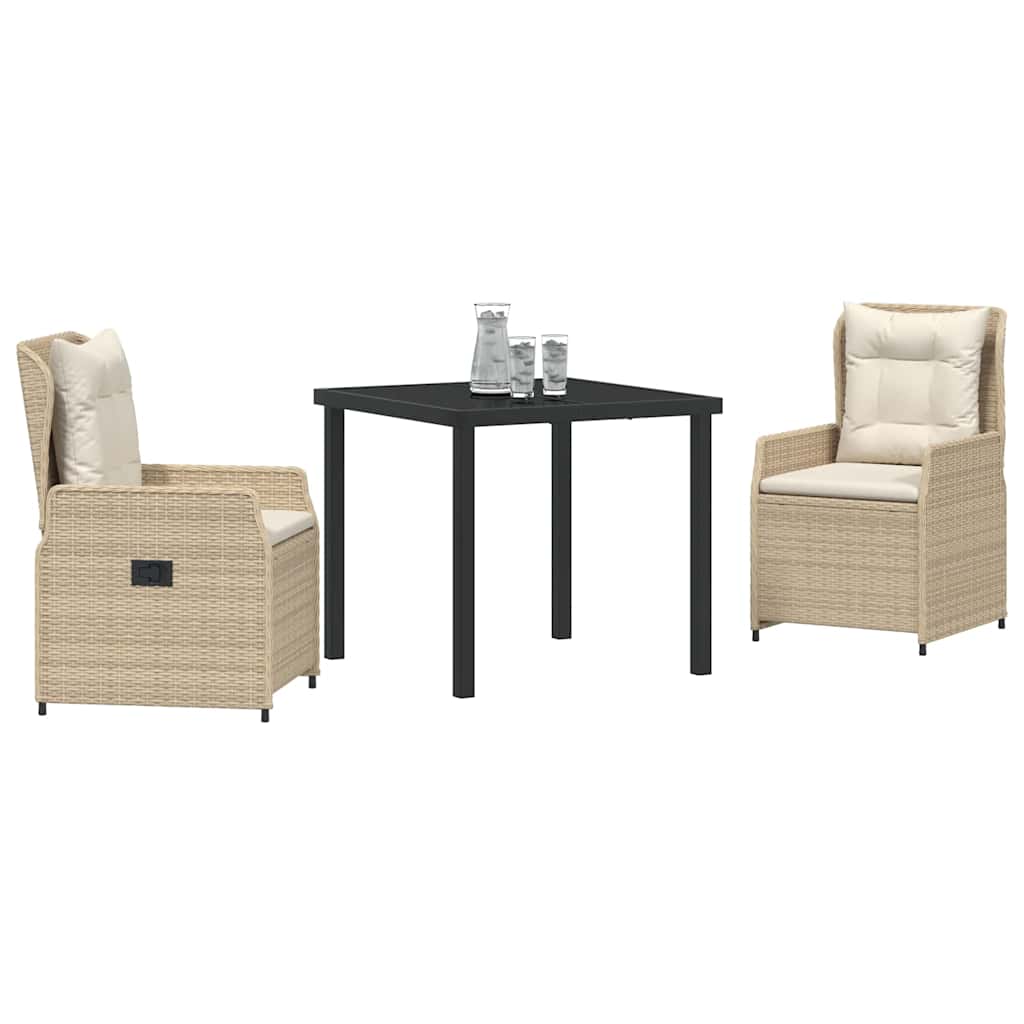 Kert étkező szett 3 pcs Beige és Világosszürke polirattan