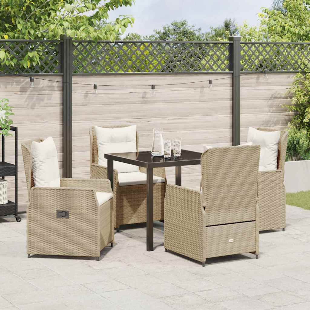 Kert étkező szett 5 pcs Beige és Világosszürke polirattan