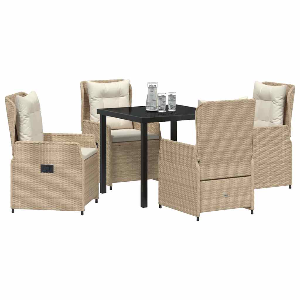 Kert étkező szett 5 pcs Beige és Világosszürke polirattan
