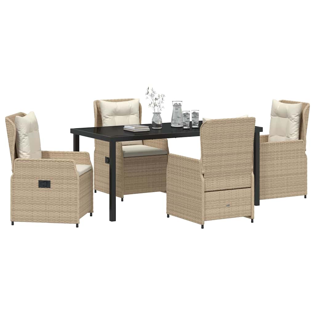 Kert étkező szett 5 pcs Beige és Világosszürke polirattan