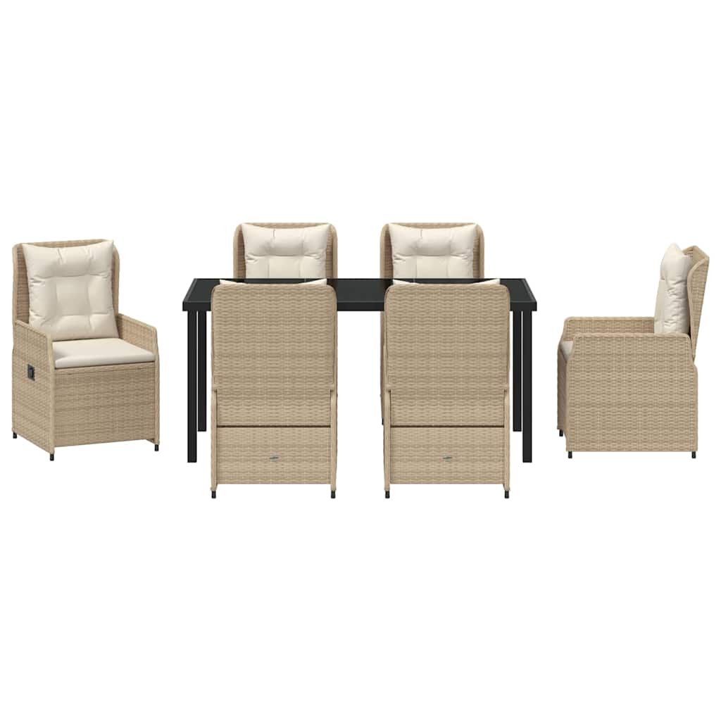 Kert étkező szett 7 pcs Beige és Világosszürke polirattan