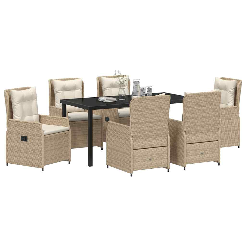 Kert étkező szett 7 pcs Beige és Világosszürke polirattan