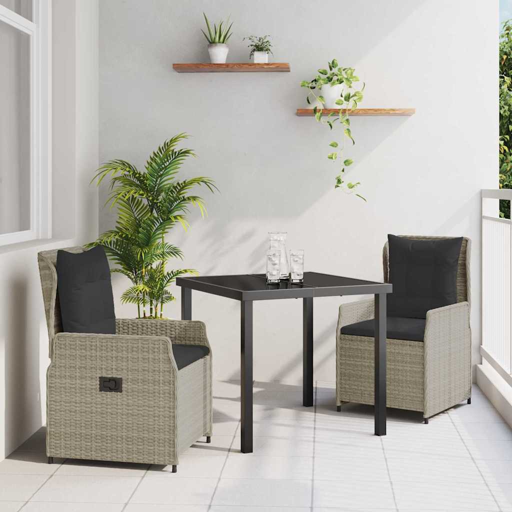 Kert étkező szett 3 pcs Világosszürke polirattan