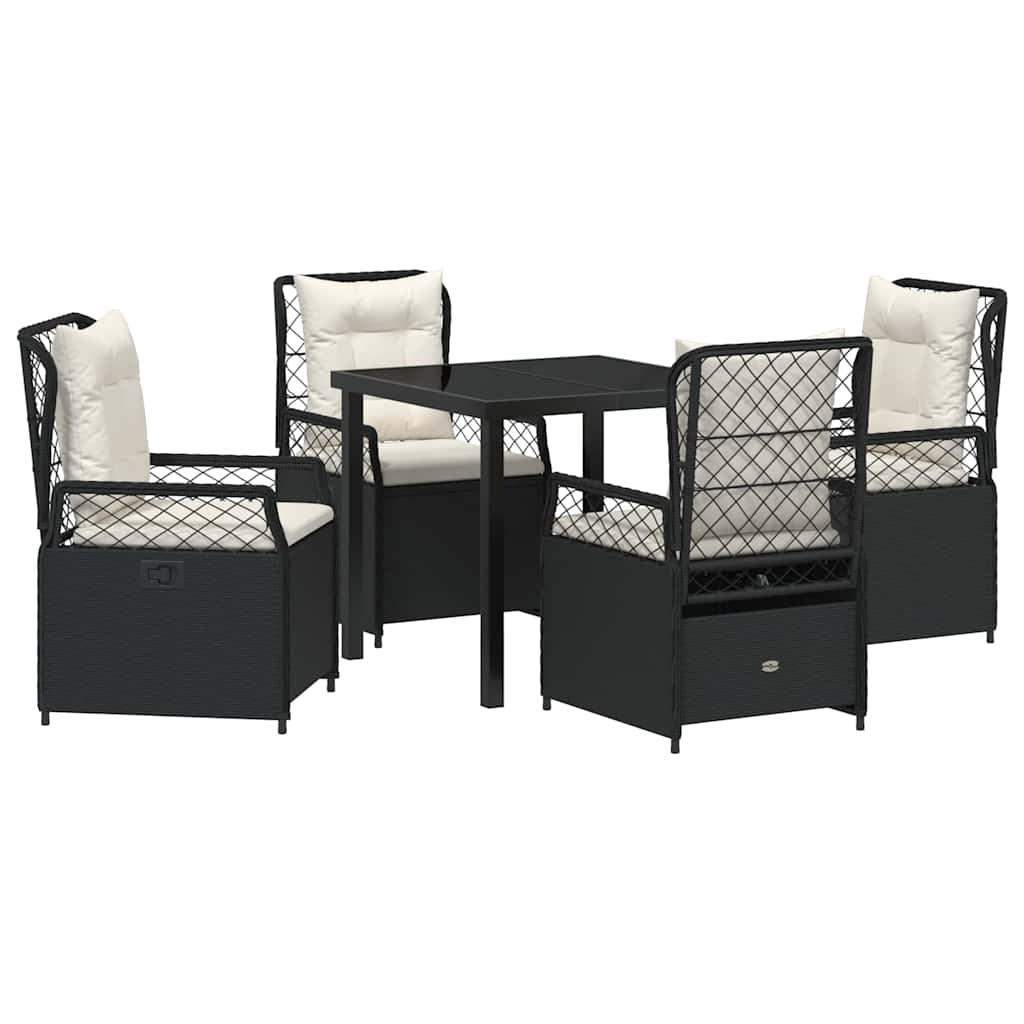 Kert étkező szett 5 pcs Fekete polirattan